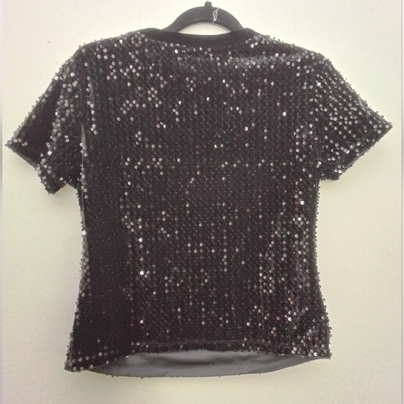 Carmen Marc Valvo Velvet Sequin Tee Small Nwt - Picture 3 of 3